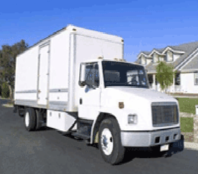 moving company truck for a yogurt store machine move
